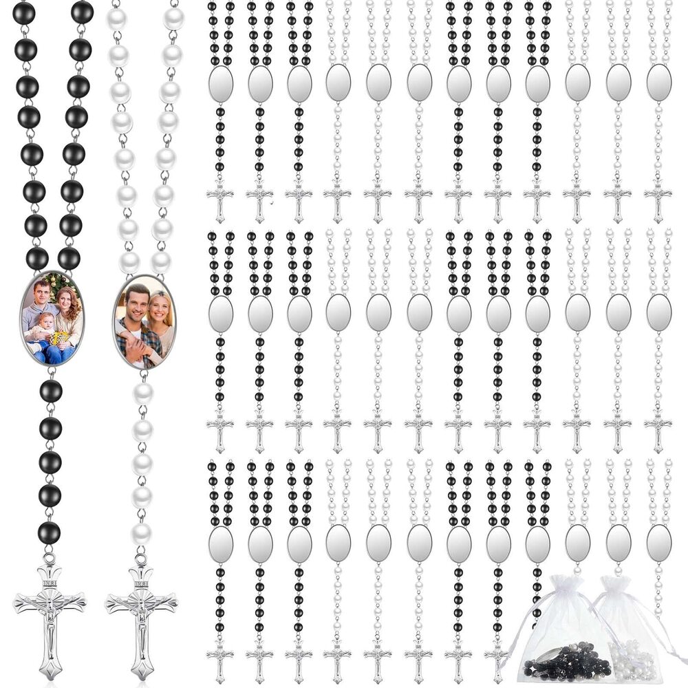7432 Sublimation Blanks Rosary Beads Necklace Set Catholic Rosaries